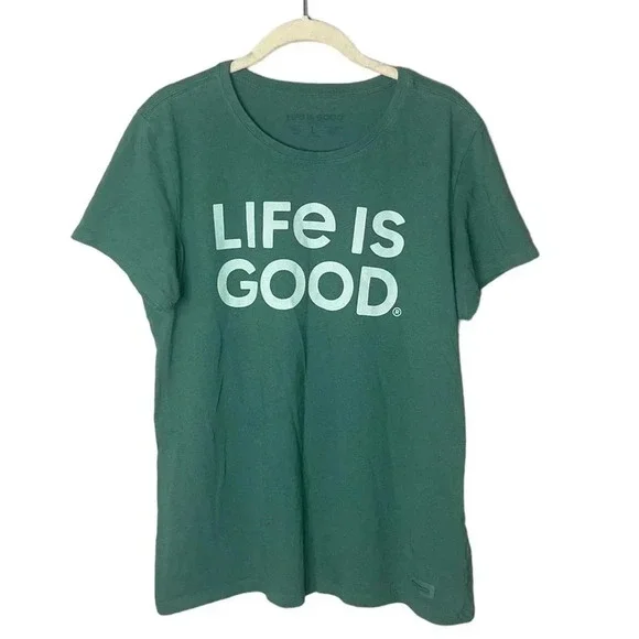 Life is Good Women’s Green Graphic T-Shirt Size Large - Picture 1 of 6